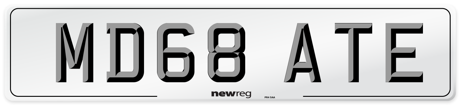 MD68 ATE Number Plate from New Reg